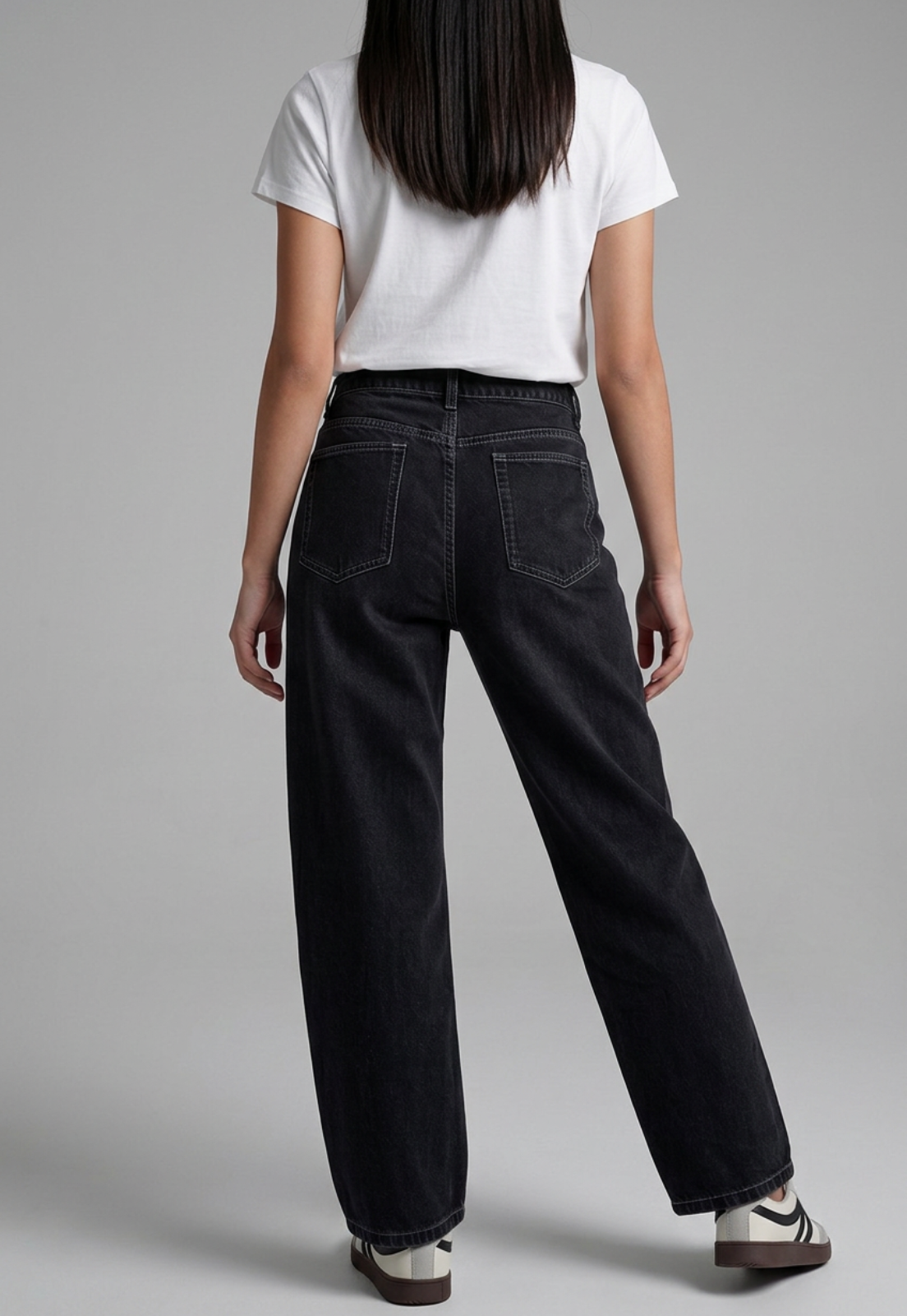 Jeans Mujer Barrel Tiro Medio Negro 2