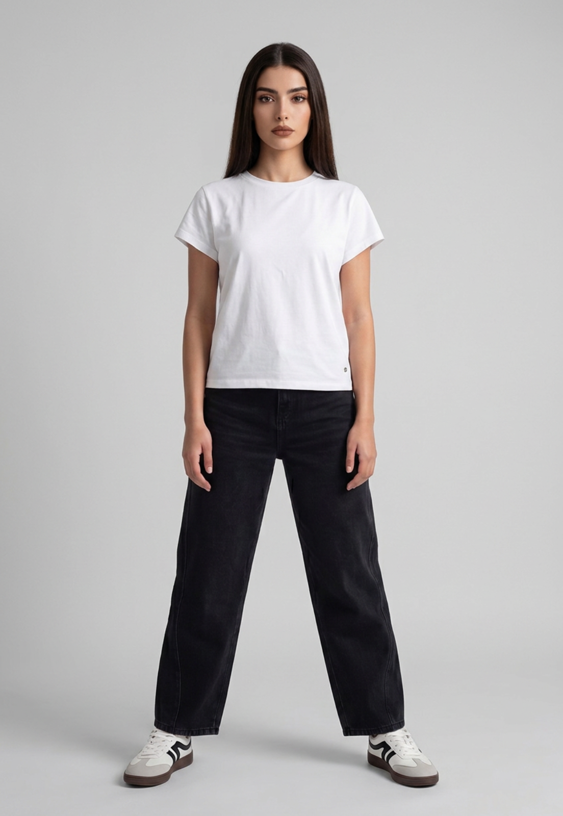 Jeans Mujer Barrel Tiro Medio Negro 4