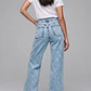 Jeans Mujer Wide Leg Cinturón Celeste - Miniatura 2