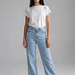 Jeans Mujer Wide Leg Cinturón Celeste - Miniatura 1