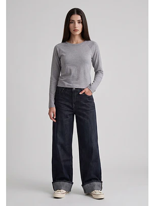 Jeans Mujer Wide Loose Azul