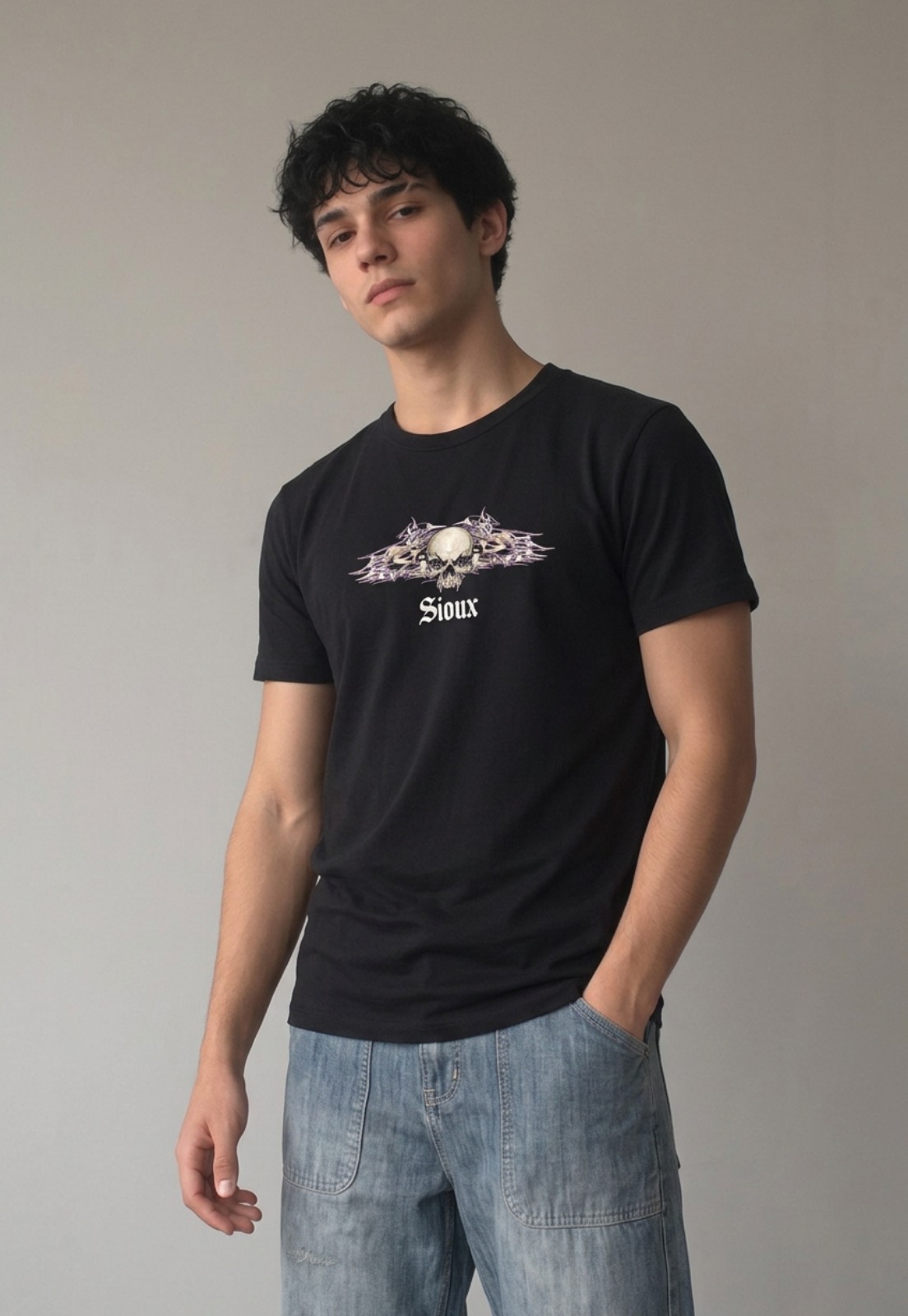 Polera Hombre Death Calavera Negro 1