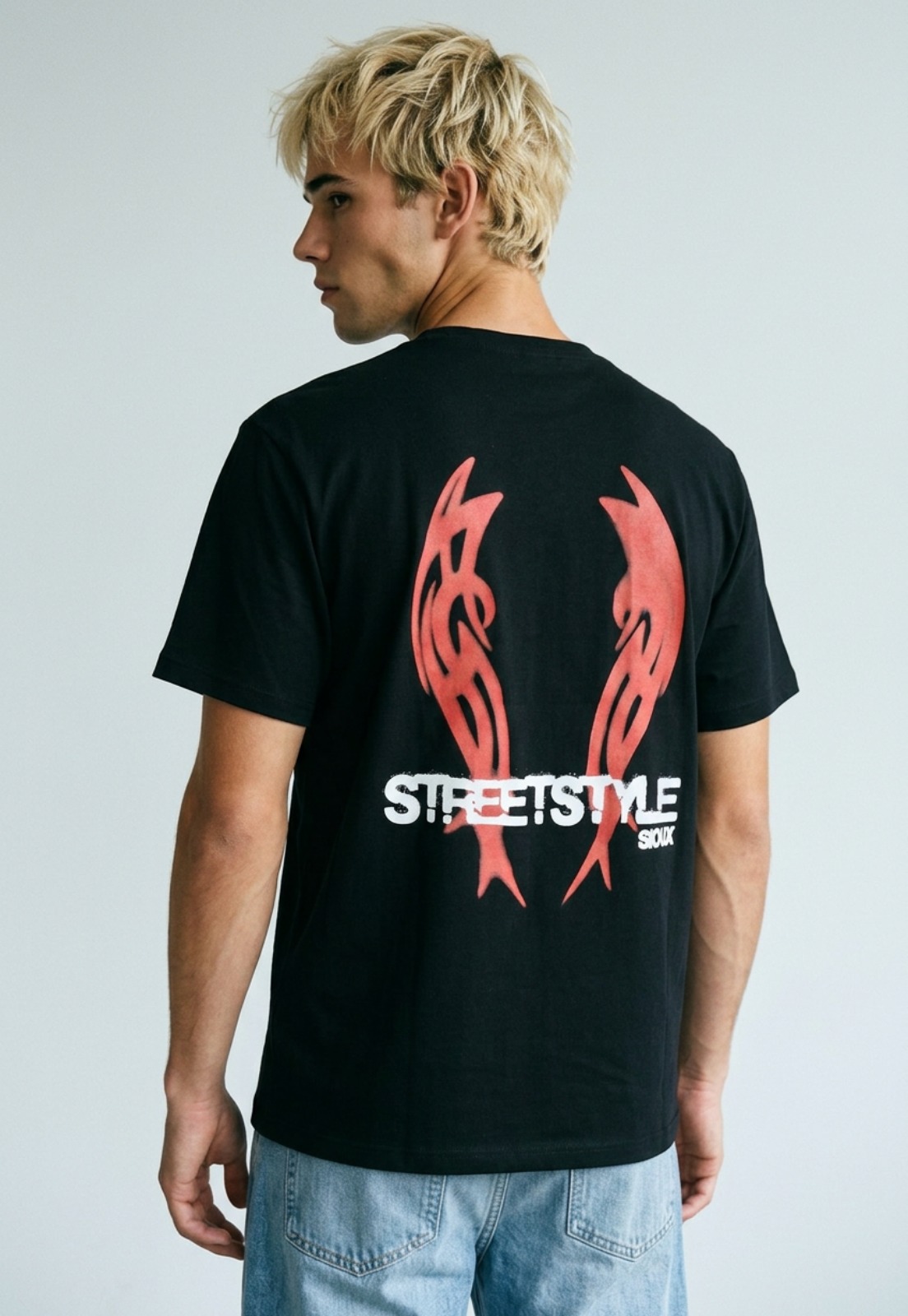 Polera Hombre Print Alas Negro 1