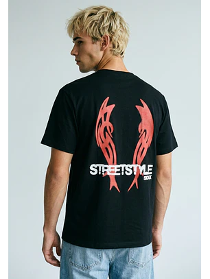 Polera Hombre Print Alas Negro