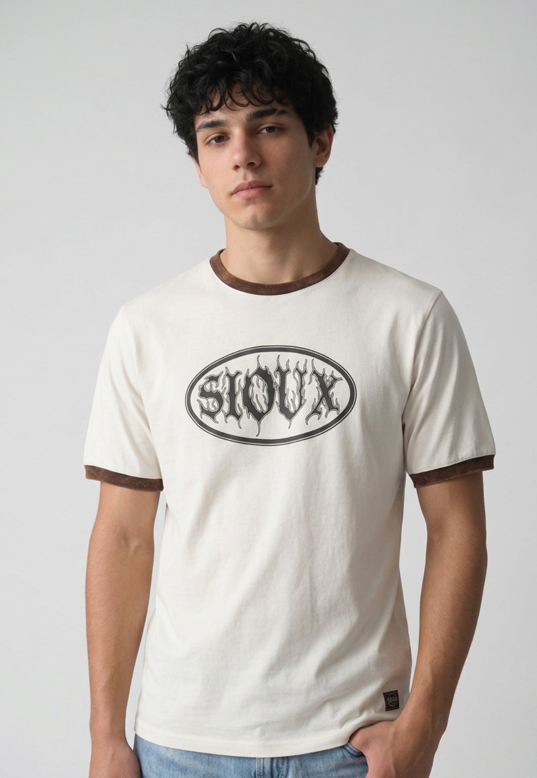 Polera Hombre Piping Contraste Blanco 1