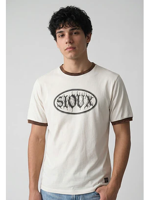 Polera Hombre Piping Contraste Blanco