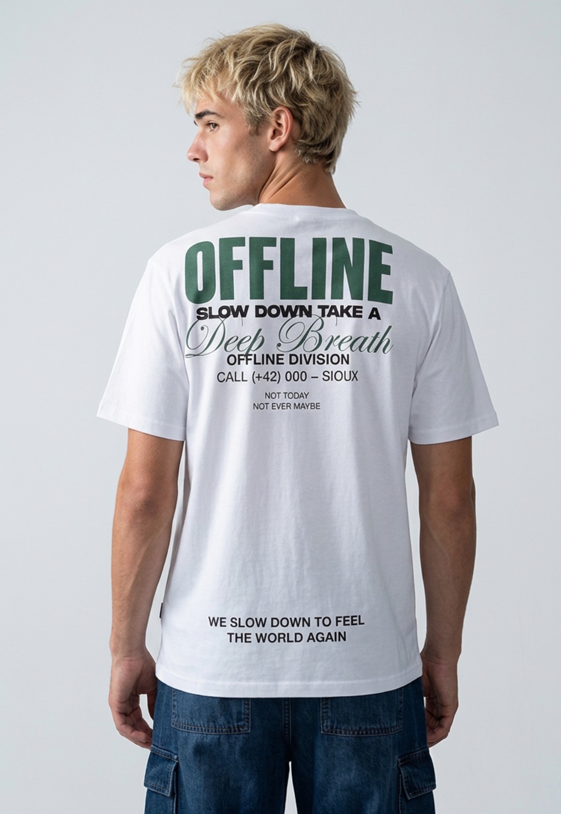 Polera Hombre Print Letras Blanco 1