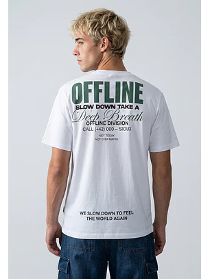 Polera Hombre Print Letras Blanco