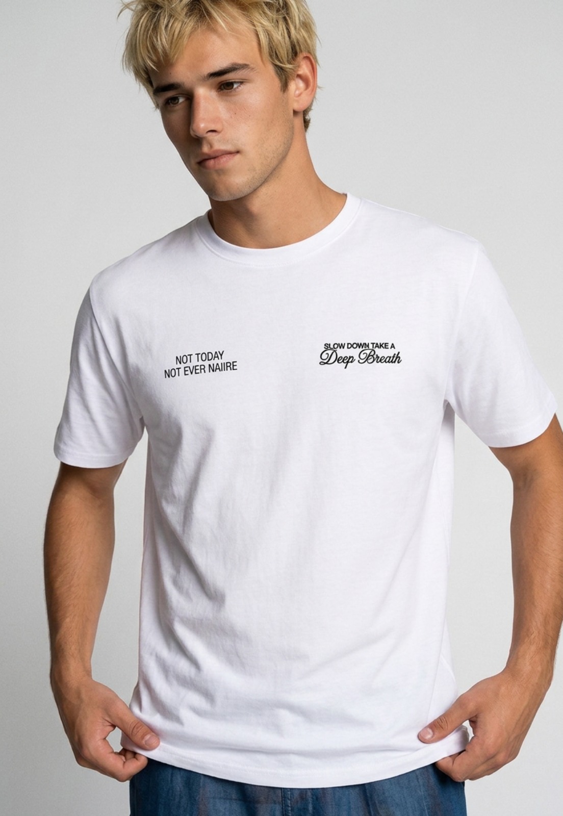 Polera Hombre Print Letras Blanco 2