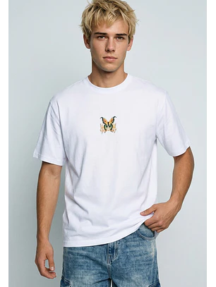 Polera Hombre Print Mariposa Espalda Blanco