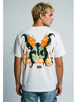 Polera Hombre Print Mariposa Espalda Blanco