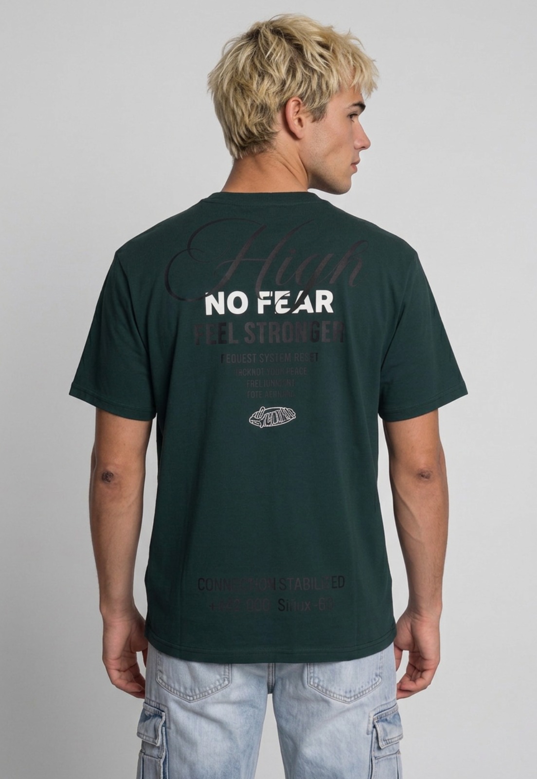 Polera Hombre Print Letras Verde 1