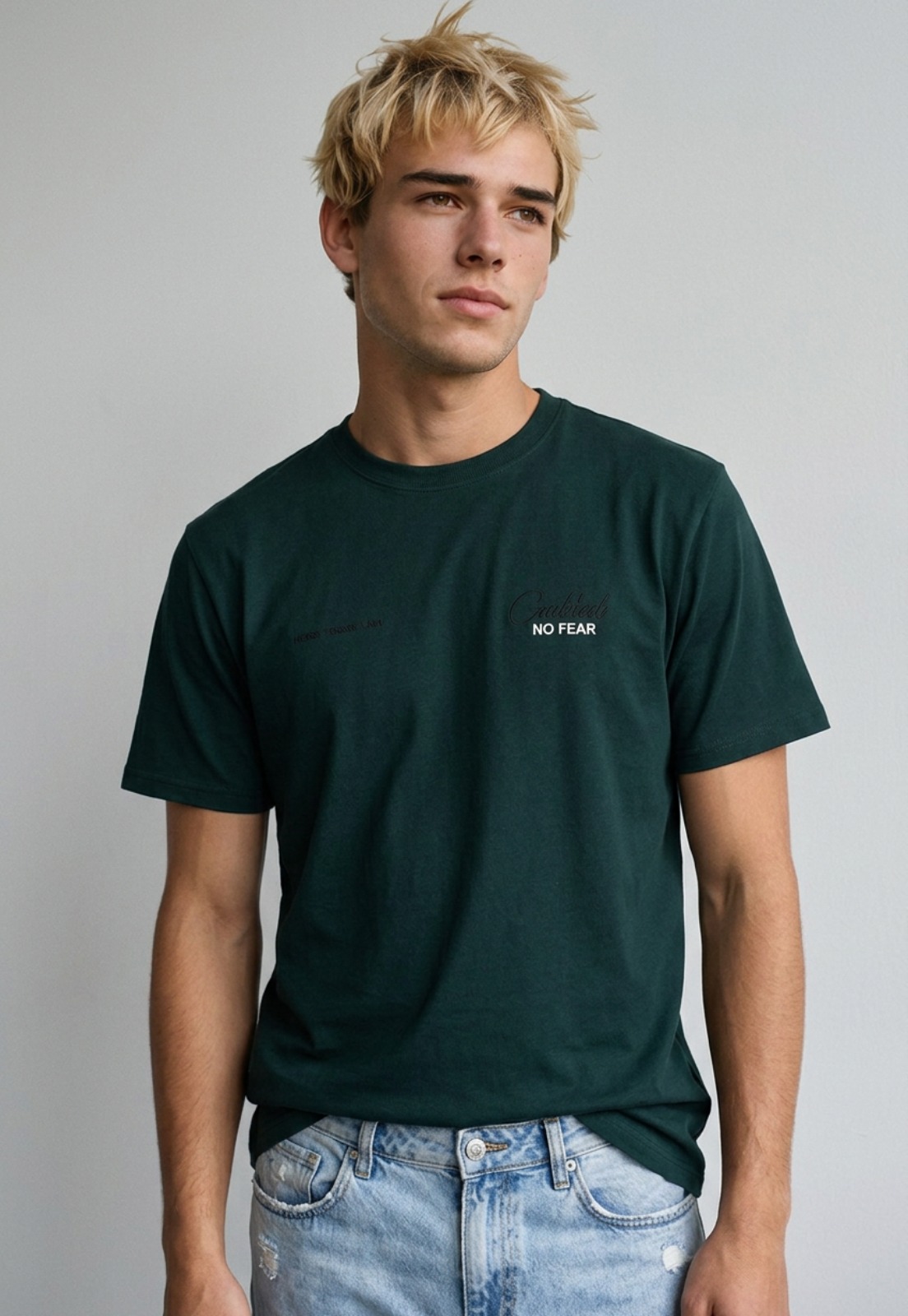Polera Hombre Print Letras Verde 2