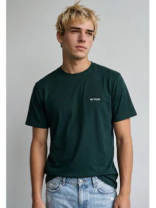 Polera Hombre Print Letras Verde