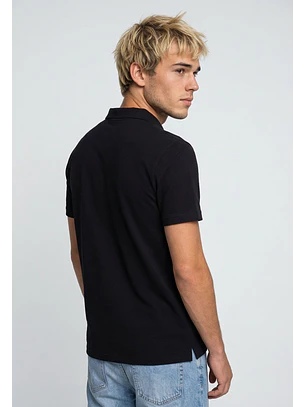 Polera Hombre Piqué Cuello V Negro