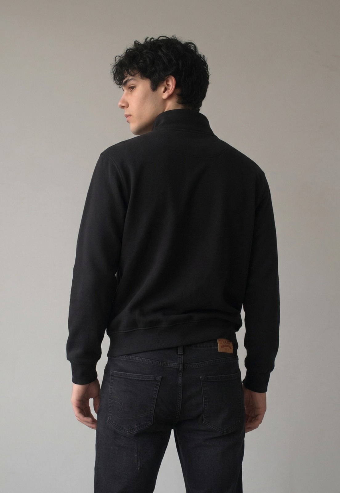 Polerón Hombre Cierre Negro Office Casual 2