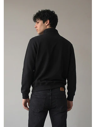 Polerón Hombre Cierre Negro Office Casual