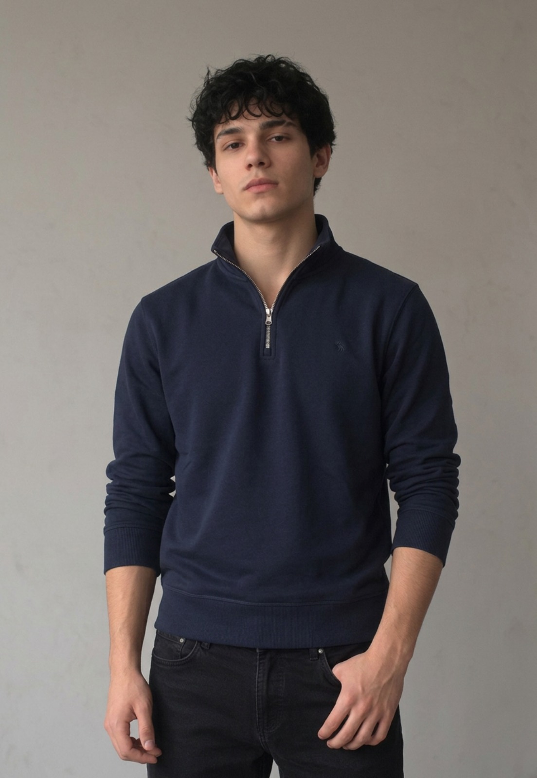 Polerón Hombre Cierre Azul Office Casual 1