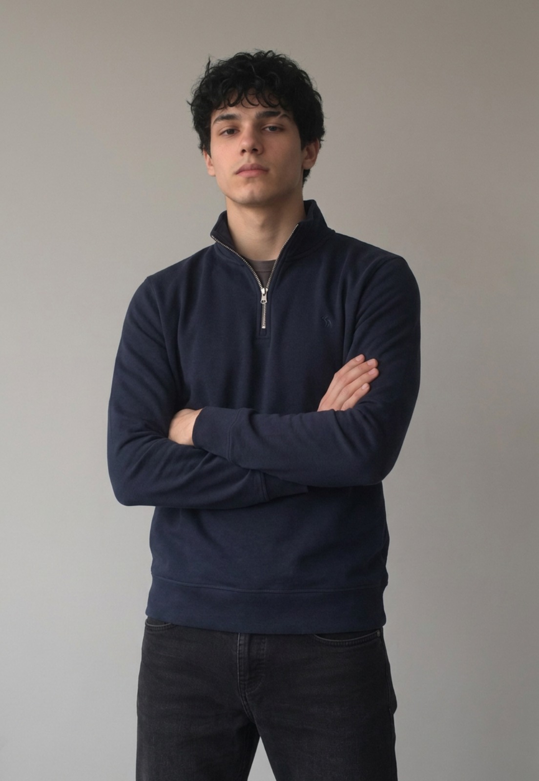 Polerón Hombre Cierre Azul Office Casual 3