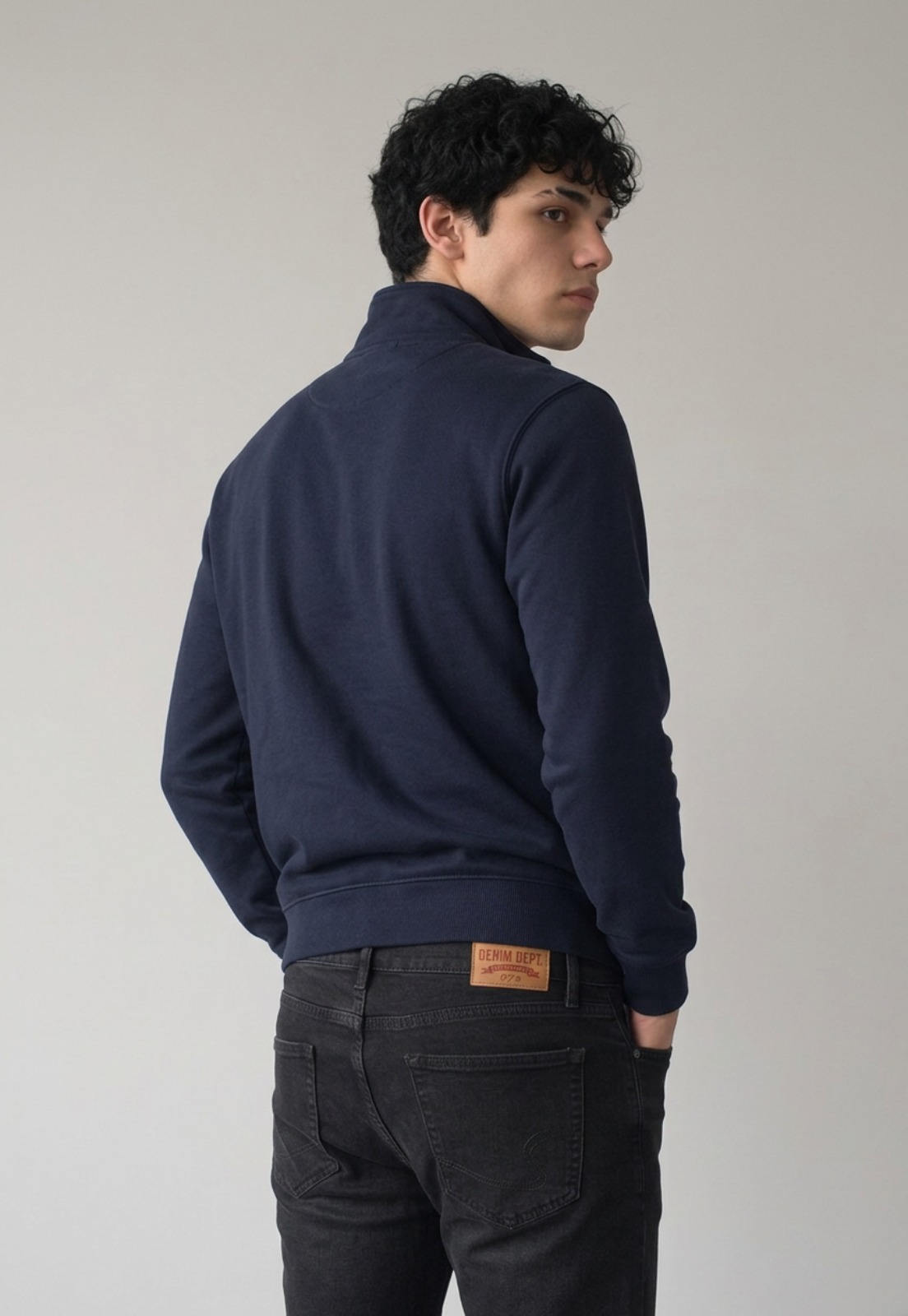 Polerón Hombre Cierre Azul Office Casual 2