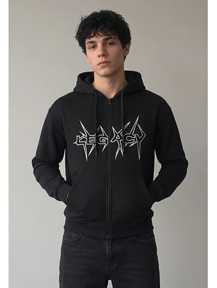 Polerón Hombre Boxy Fit Con Cierre Negro
