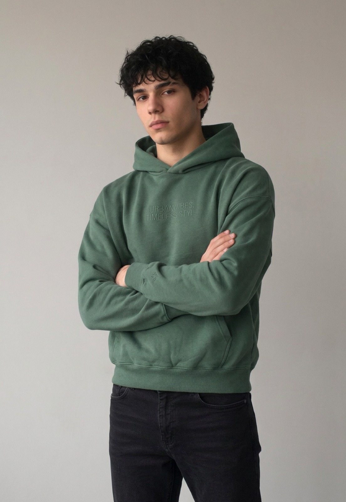 Polerón Hombre Relaxed Print Verde 1