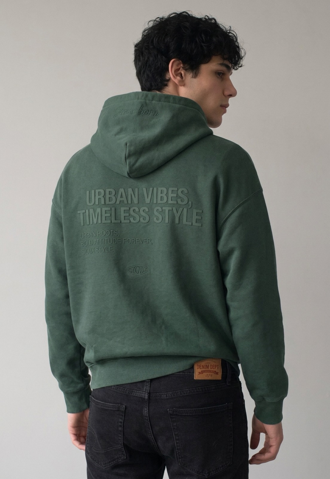 Polerón Hombre Relaxed Print Verde 2