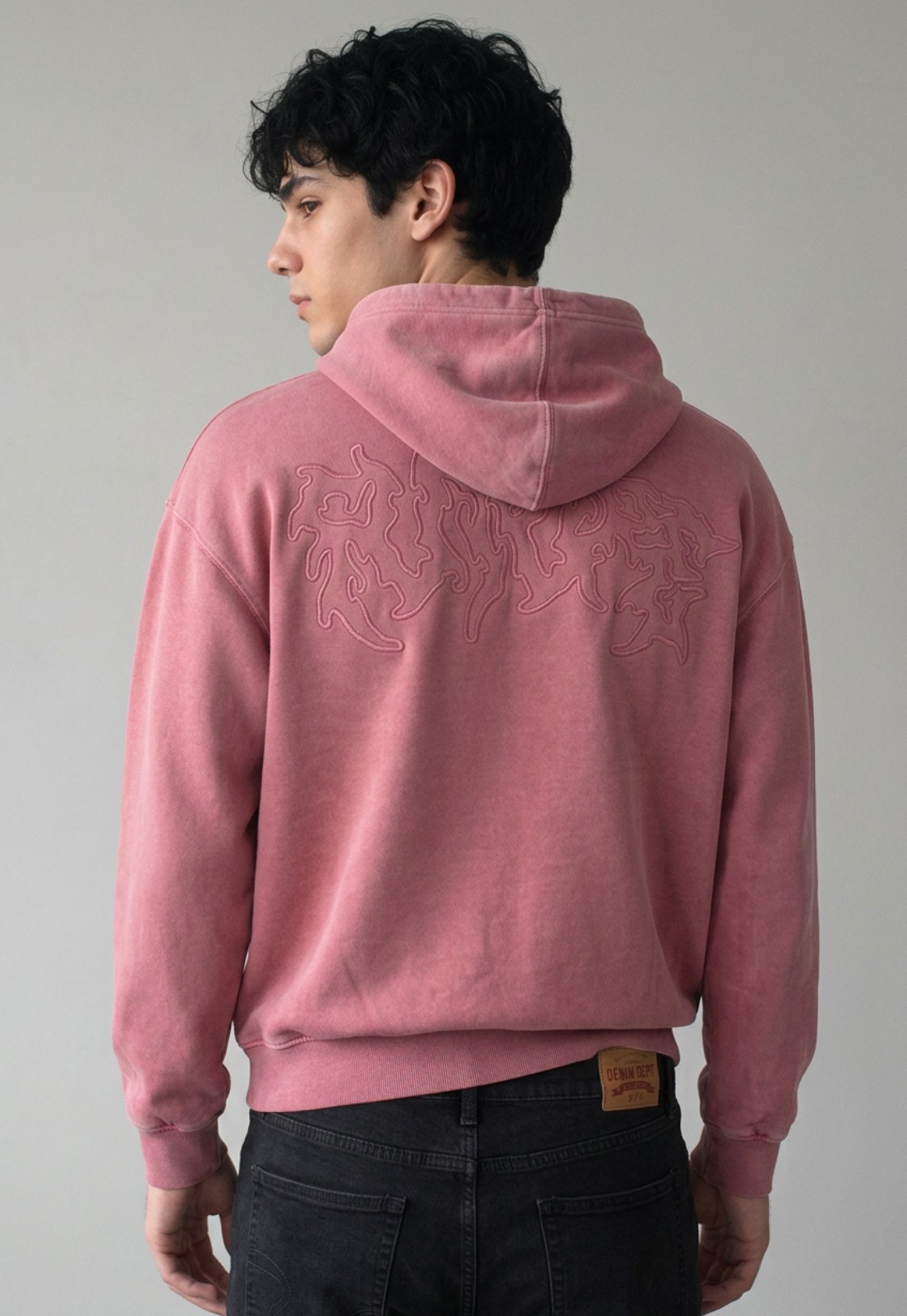 Polerón Hombre Con Cierre Boxy Fit Rosado 2