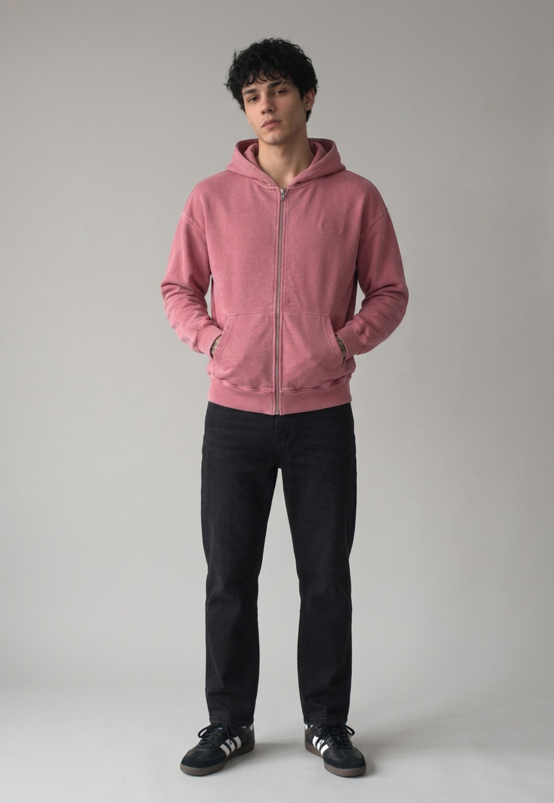 Polerón Hombre Con Cierre Boxy Fit Rosado 4