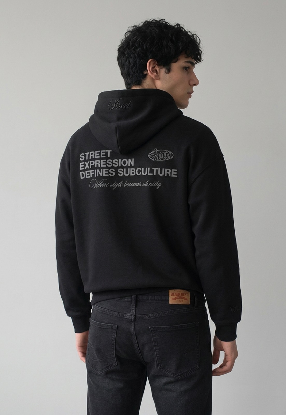 Polerón Hombre Relaxed Print Negro 2