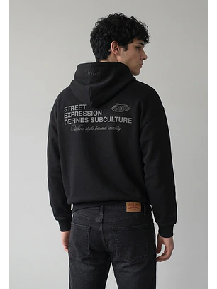 Polerón Hombre Relaxed Print Negro