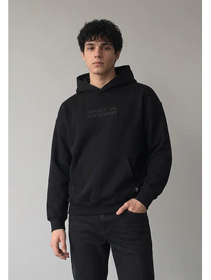 Polerón Hombre Relaxed Print Negro