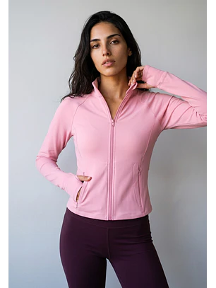 Polerón Mujer Con Cierre Rosado Training