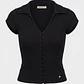 Polera Mujer Cuellos Broches Delantero Negro - Miniatura 1