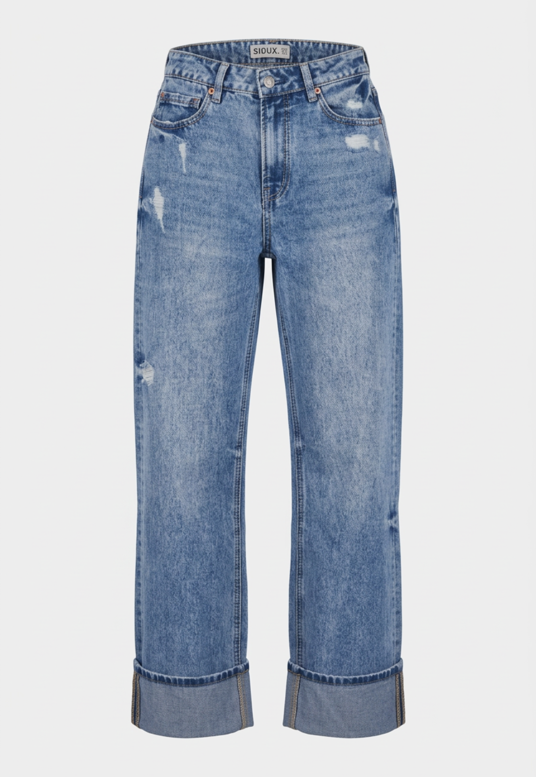Jeans Mujer Wide Leg Folded Celeste 1