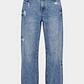 Jeans Mujer Wide Leg Folded Celeste - Miniatura 1