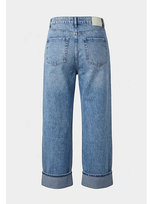 Jeans Mujer Wide Leg Folded Celeste