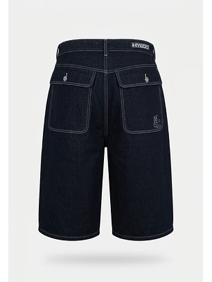 Bermuda Hombre Super Baggy Bordado Negro