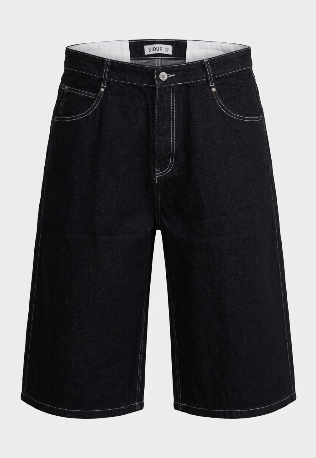 Bermuda Hombre Super Baggy Bordado Negro 1