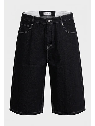 Bermuda Hombre Super Baggy Bordado Negro