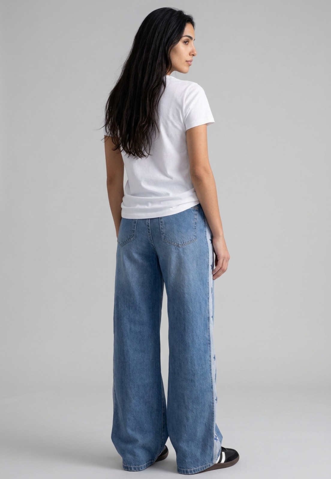 Jeans Mujer Estrellas Costados Celeste 2