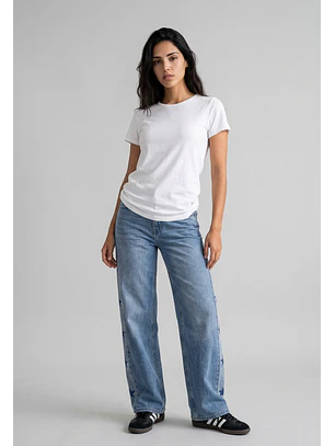 Jeans Mujer Estrellas Costados Celeste