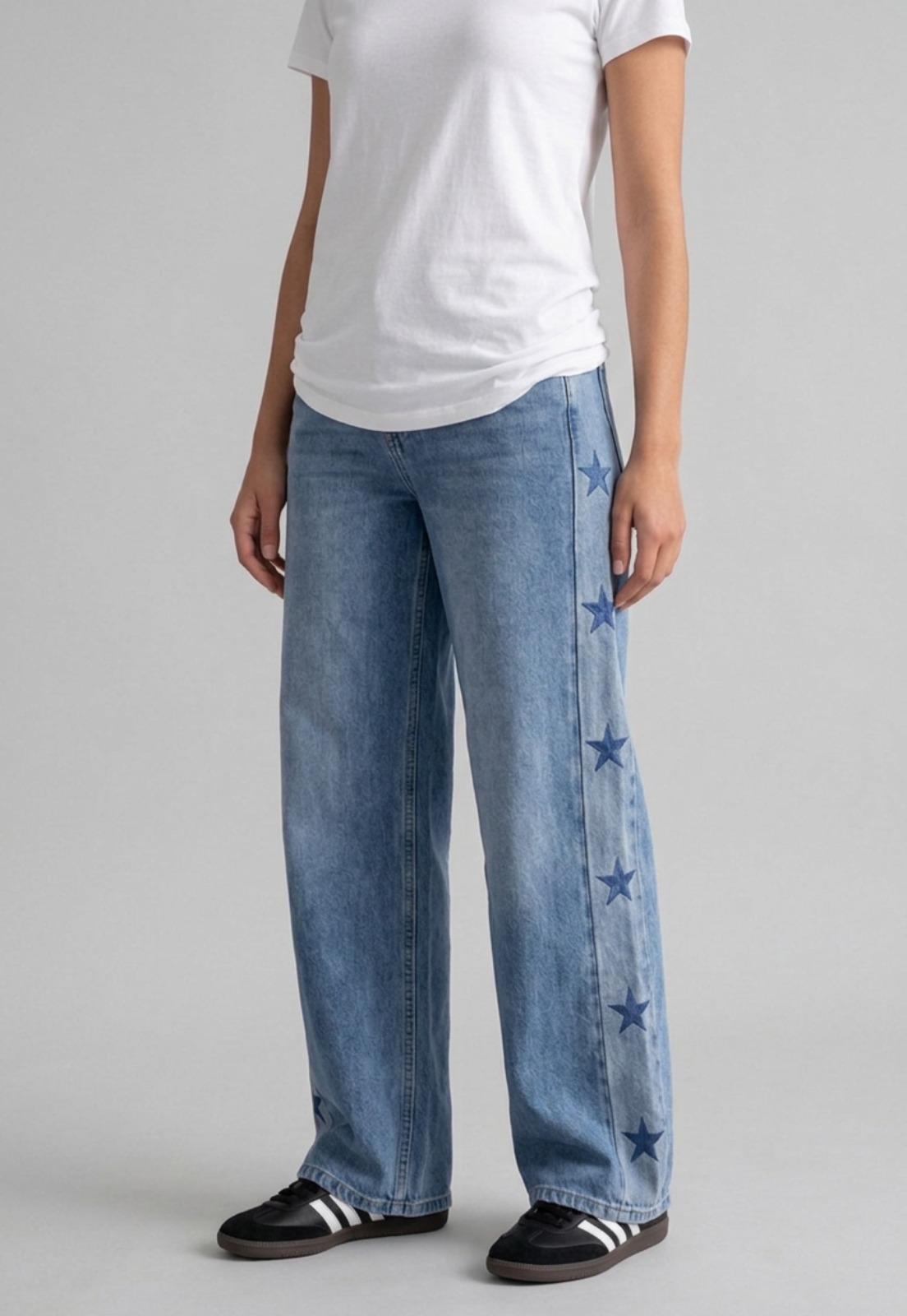 Jeans Mujer Estrellas Costados Celeste 4