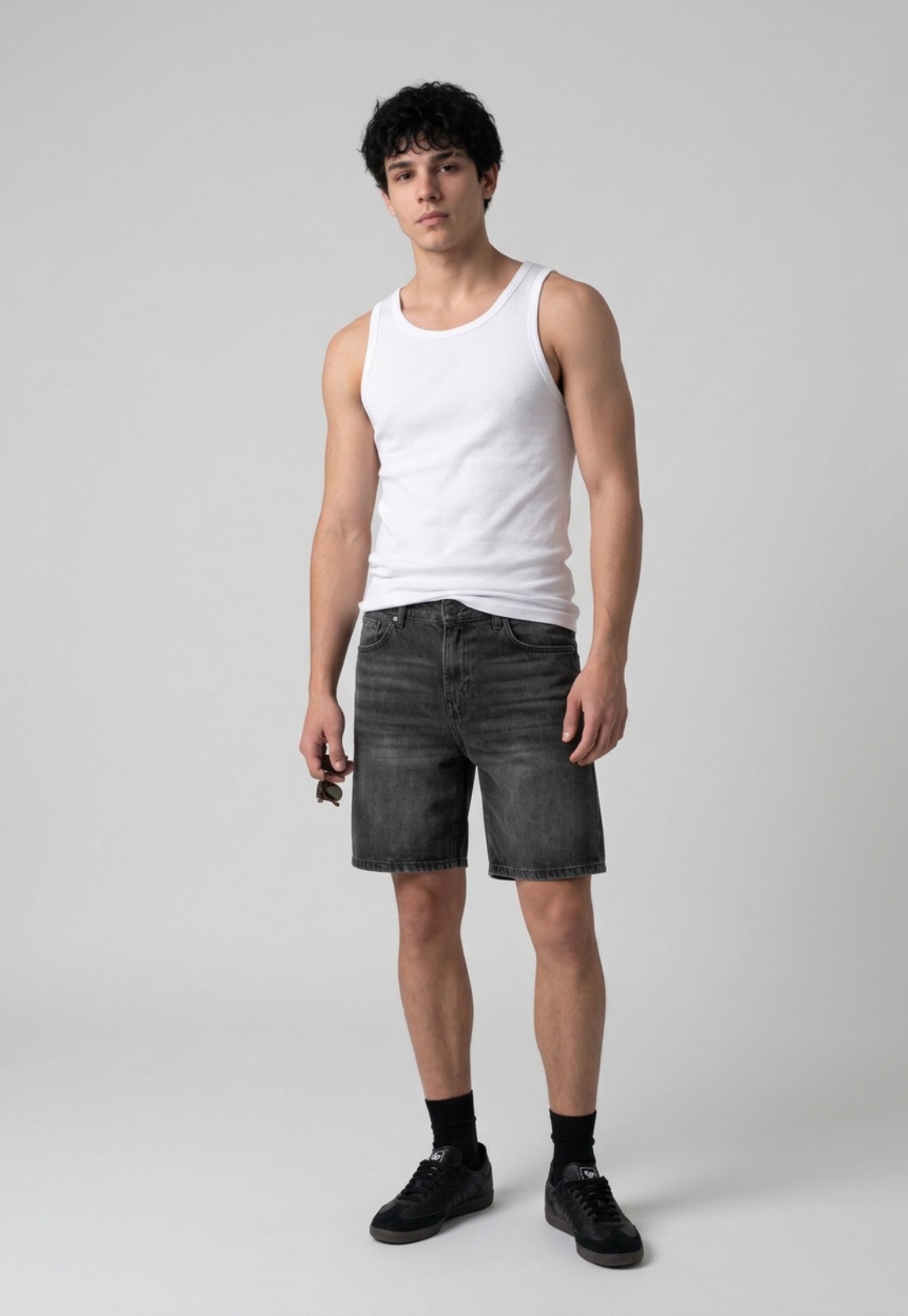 Bermuda Hombre Denim Straight Gris 1