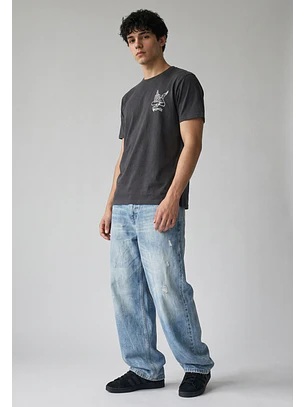Polera Hombre Frase Bordado Gris