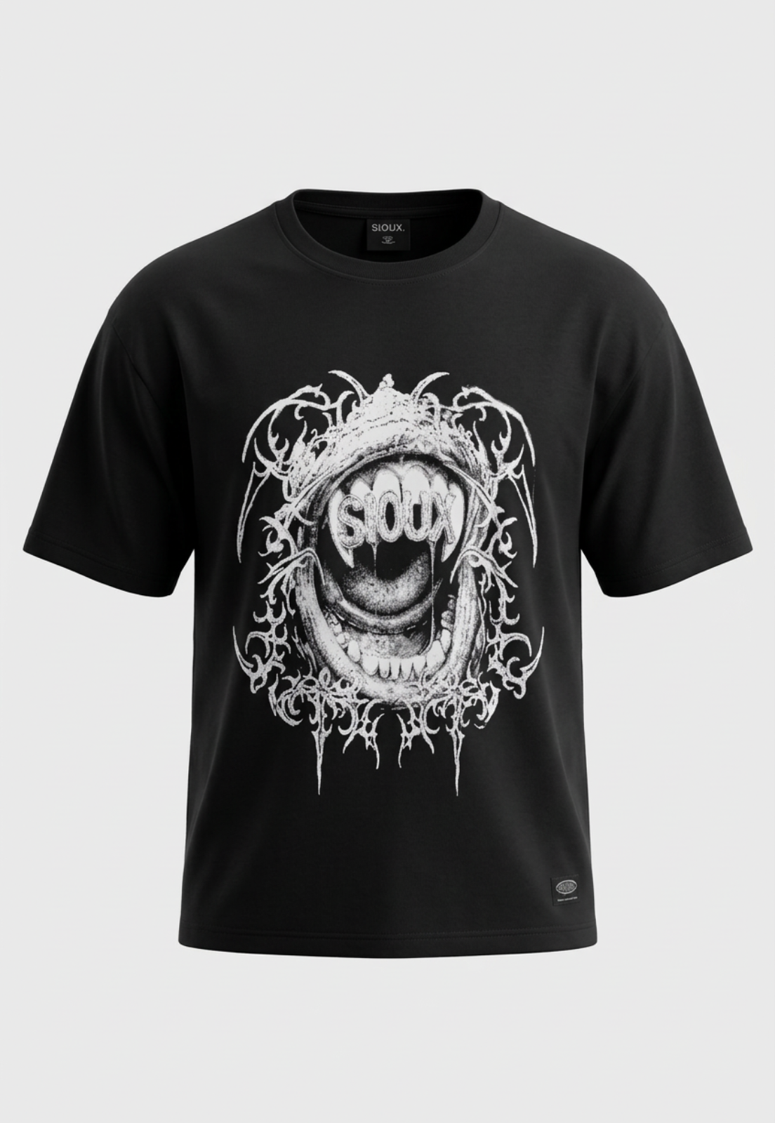 Polera Hombre Boxy Fit Boca Death Negro 1
