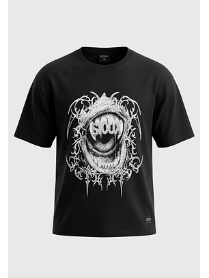 Polera Hombre Boxy Fit Boca Death Negro
