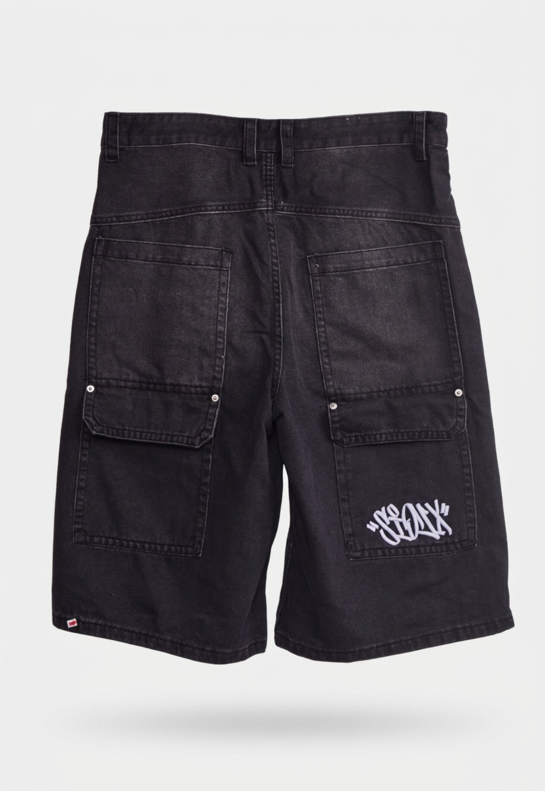 Bermuda Hombre Skater Bordado Negro 2