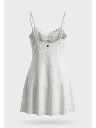 Vestido Mujer Fantasía Bordado Crudo