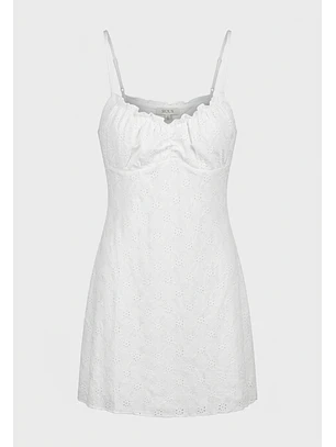 Vestido Mujer Fantasía Bordado Crudo